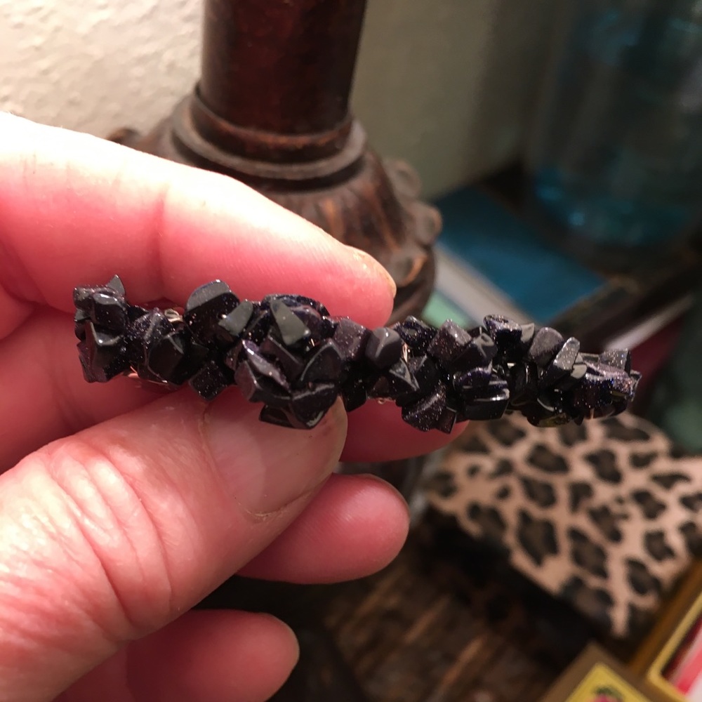 Small midnight tourmaline hand wrapped barrette